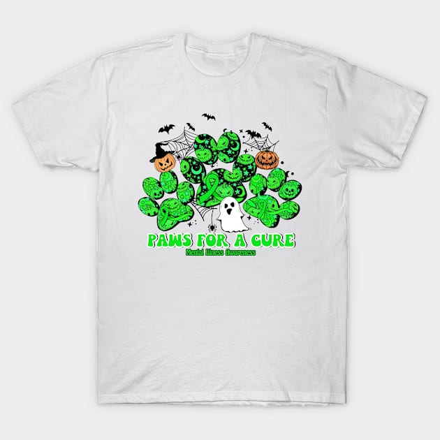 Mental Illness Awareness - paws for a cure halloween T-Shirt by Gost